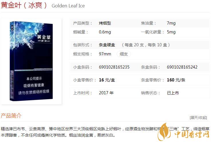 黃金葉冰爽多少錢一盒價(jià)格？黃金葉冰爽價(jià)格及參數(shù)圖片2020